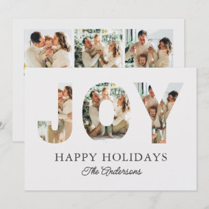 Joy 3-Photo Happy Holidays Personal Message Family Holiday Card