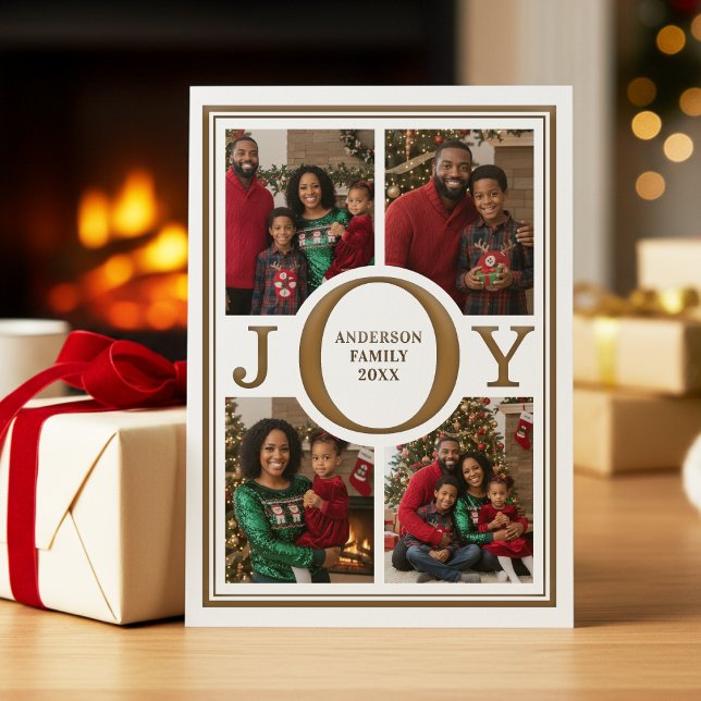 Joy 4 Photo Collage Family Christmas Holiday Letterpress Photo Cards (Joy 4 Photo Collage Family Christmas Holiday Letterpress Photo Cards
)