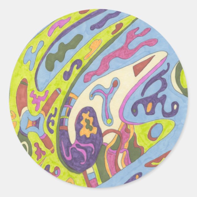 Joy, abstract classic round sticker (Front)