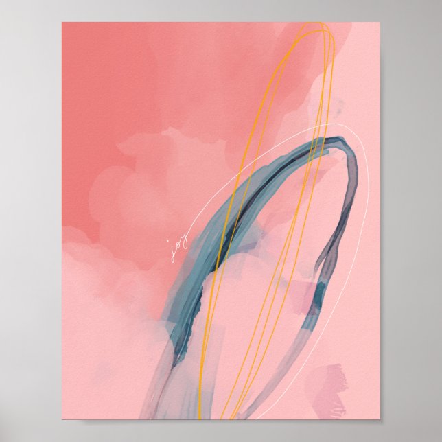 "Joy" - Abstract Design On Pink Poster (Front)