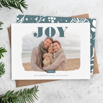 Joy | Abstract Frame Photo Overlay Holiday Card by rileyandzoe at Zazzle