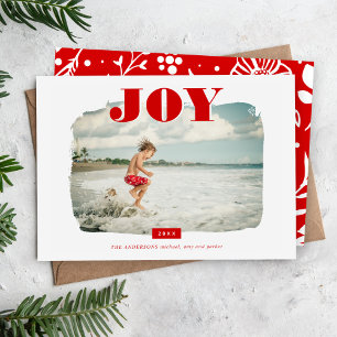 Joy Abstract Frame Photo Overlay Holiday Card