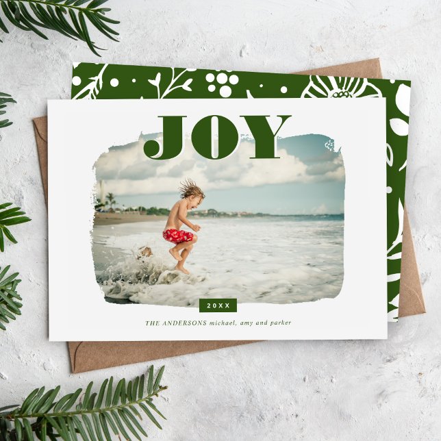 Joy | Abstract Frame Photo Overlay Holiday Card (Creator Uploaded)