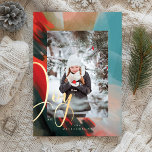 Joy Abstract Watercolor Paint Brush Stroke Photo Holiday Card<br><div class="desc">Our cardinal spirit holiday Christmas photo holiday card embodies warmth, life and energy inspired by nature. Expressive brush and pen strokes are combined together with our artistic stylized artwork. Evoking the feeling of love, joy and peace. Saturated hues of crimson reds, blush, deep ebony black, sapphire blue and dark golden...</div>
