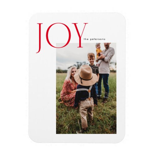 Joy Aligned One Photo Holiday Post Card Magnet