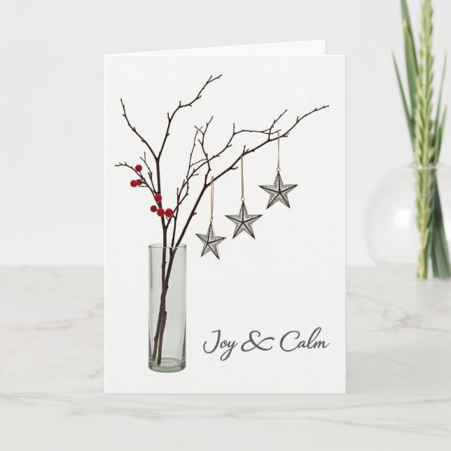 Joy And Calm Christmas Stars Card (Front)