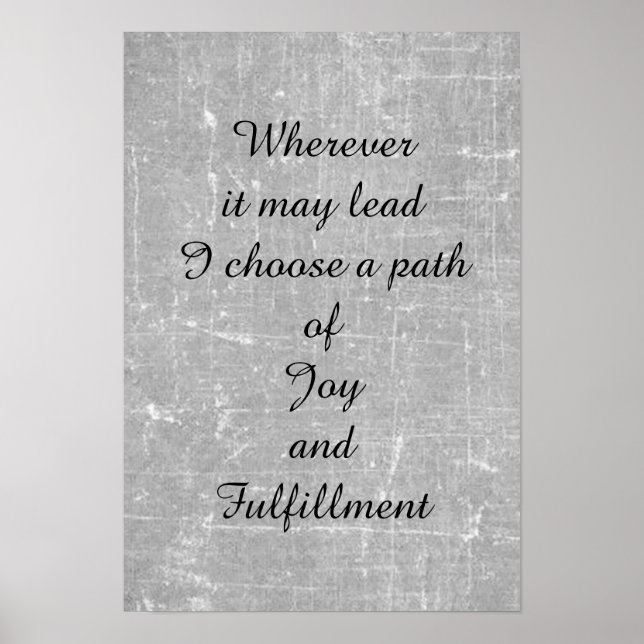 'Joy and fulfillment' poem art poster. Poster (Front)