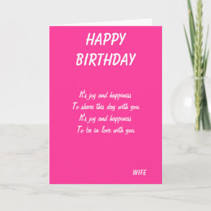 Joy and happiness-Wife birthday cards