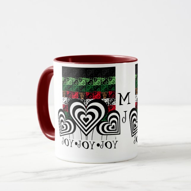 Joy and Jingle Holiday Green Monogram Mug (Front Left)