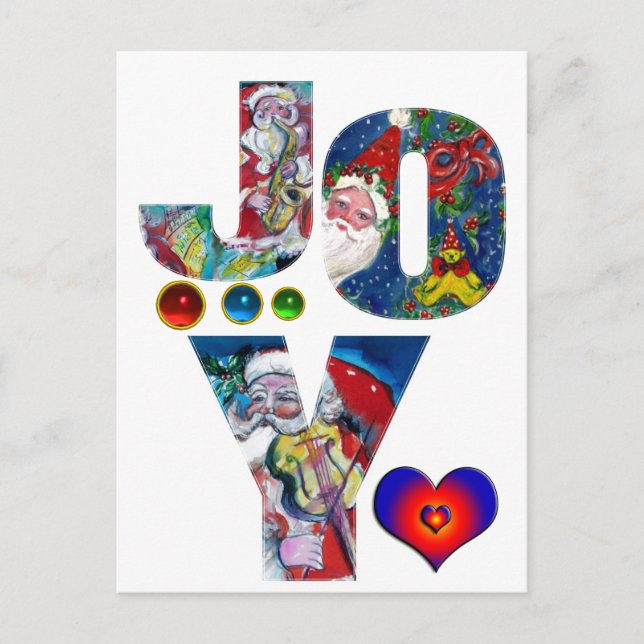 JOY AND LOVE MUSICAL  SANTA XMAS PARTY POSTCARD (Front)