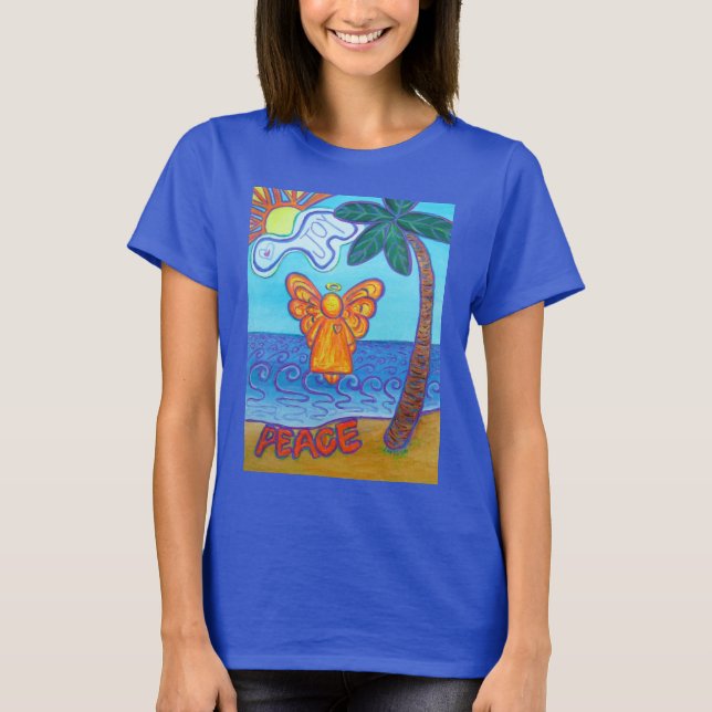 Joy and Peace Beach Angel Art Custom T-shirts (Front)