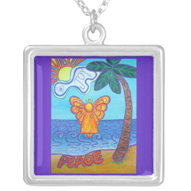 Joy and Peace Beach Angel Art Jewelry Necklaces (Front)
