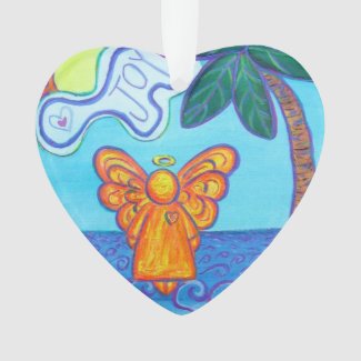 Joy and Peace Beach Angel Gift Holiday Ornament