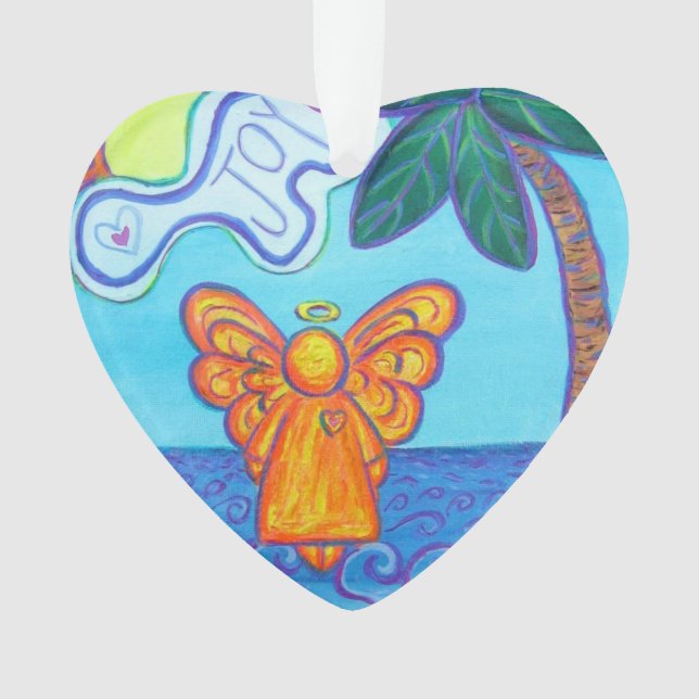 Joy and Peace Beach Angel Gift Holiday Ornament (Front)
