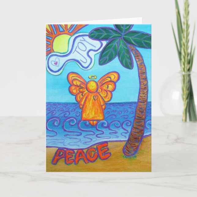Joy and Peace Beach Angel Greeting Cards (Front)