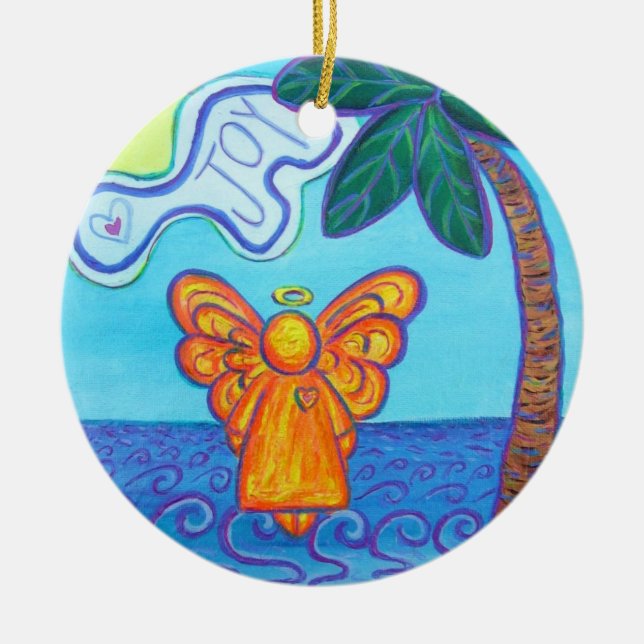 Joy and Peace Beach Angel Holiday Ornament (Front)