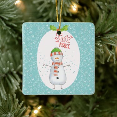 Joy and Peace | Cute Snowman Christmas