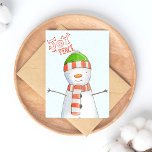 Joy and Peace | Cute Snowman Christmas Holiday Postcard<br><div class="desc">NewParkLane - Christmas Postcard,  with a cute cartoon snowman in watercolor against an aqua blue snowy background,   and with  'Joy and Peace'  wish in fun,  handdrawn typography.

Check out this collection for matching items. Do you have specific personal design wishes? Feel free to contact me!</div>