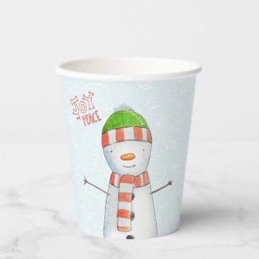 Joy and Peace | Cute Snowman Christmas Paper Cup