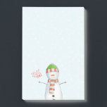 Joy and Peace | Cute Snowman Christmas Post-it Notes<br><div class="desc">NewParkLane - Christmas XXX,  with a cute cartoon snowman in watercolor against an aqua blue snowy background,   and with  'Joy and Peace'  wish in fun,  handdrawn typography.

Check out this collection for matching items. Do you have specific personal design wishes? Feel free to contact me!</div>