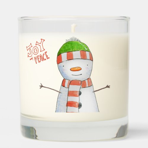 Joy and Peace  Cute Snowman Christmas Scented Candle