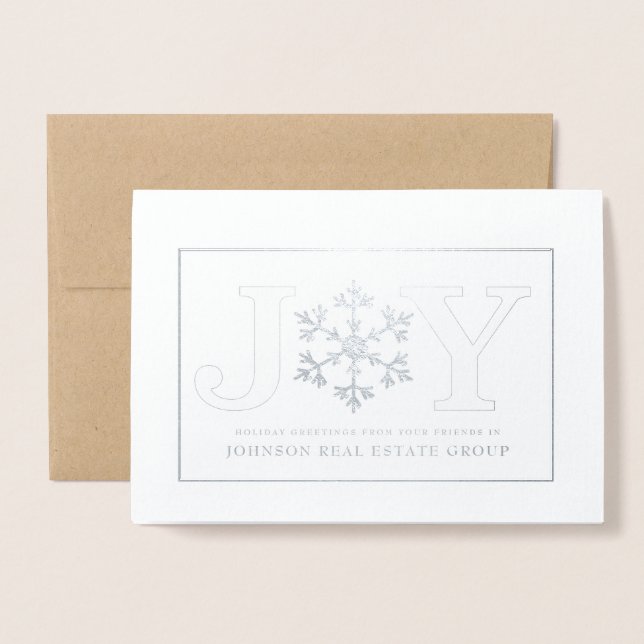 Joy and Snowflake | Holiday Greetings Foil Card (Front With Envelope)