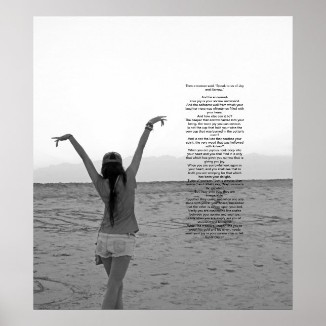 Joy and Sorrow by Kahlil Gibran Poster (Front)