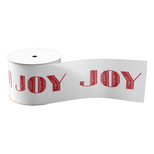 Joy Art Deco Christmas Ribbon in Red White