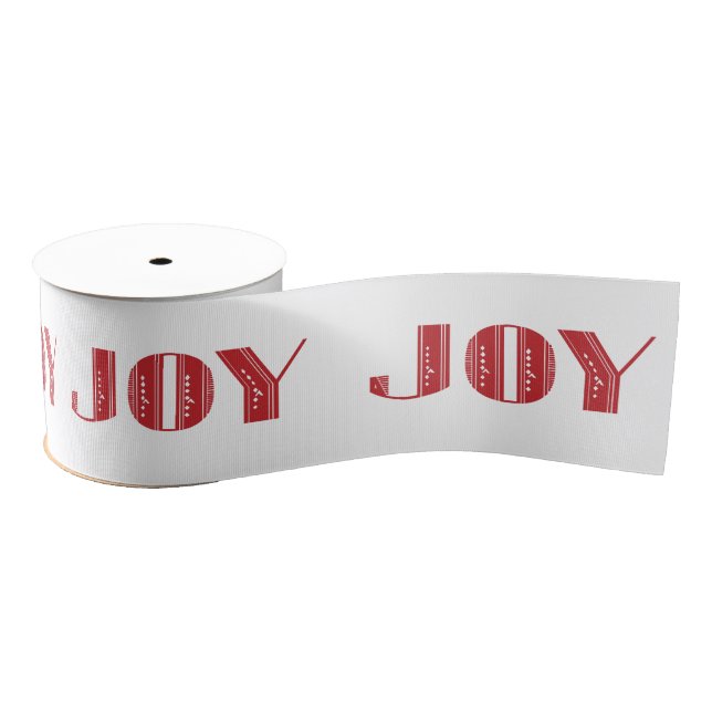 Joy Art Deco Christmas Ribbon in Red White (Spool)