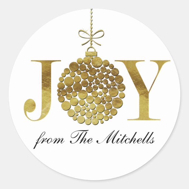 Joy at Christmas Time Classic Round Sticker (Front)