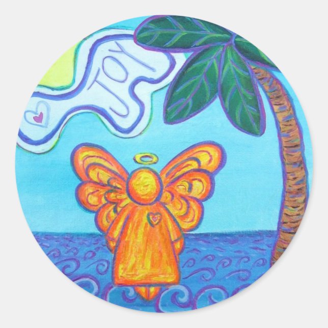 Joy Beach Guardian Angel Art Custom Stickers (Front)