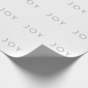 Joy Black And White Minimalist Typography Wrapping Paper
