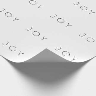 Joy Black And White Minimalist Typography Wrapping Paper
