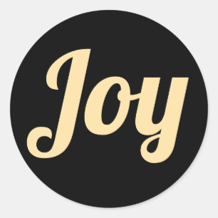 Joy black Colour Script Simple Modern holiday Classic Round Sticker