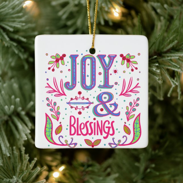 Joy & Blessings Ceramic Ornament (Tree)