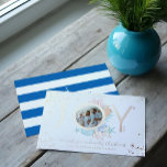 Joy Blue Coastal Christmas Beach Seashell Photo Foil Holiday Card<br><div class="desc">Who needs snowflakes when you have seashells? Capture a cool nautical casual and coastal vibe this holiday sea-son with our coastal seaside-inspired foil holiday Christmas collection. We've hand-painted beautiful watercolor ocean seashells in splashes of coastal blue, rosy pink, sandy white, teals, and peach shades to create a calm coastal vibe...</div>