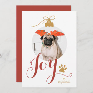 Joy Boho Pet Photo Ornament Holiday Card