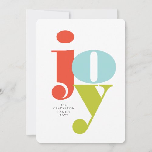 Joy bold colorful nonphoto holiday card