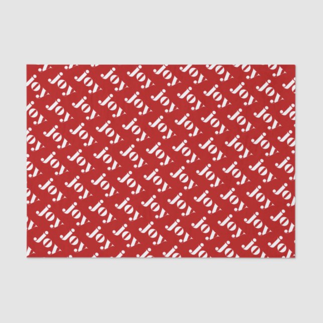 JOY Bold Typography Red Pattern Modern Christmas Tissue Paper (Front)
