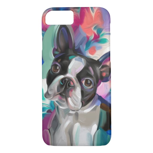 'Joy' Boston Terrier Dog Art Phone case (Back)
