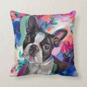 'Joy' Boston Terrier Dog Art pillow