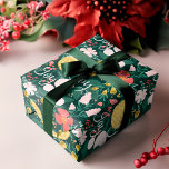 Joy Botanical Floral Festive Garden Pattern Green Wrapping Paper<br><div class="desc">Beautiful botanical floral & foliage elegant floral pattern wrapping paper. Our design features our hand-drawn floral festive botanicals. The bountiful floral botanicals create a beautiful pattern. We've selected a beautiful color pallet of yellow, blush pink, cranberry red, and deep forest green leaves. The word "Joy" is beautifully incorporated into our...</div>