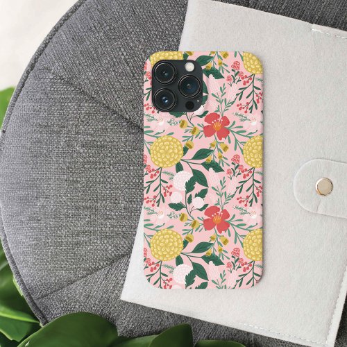 Joy Botanical Floral Festive Garden Pattern Pink iPhone 13 Pro Max Case