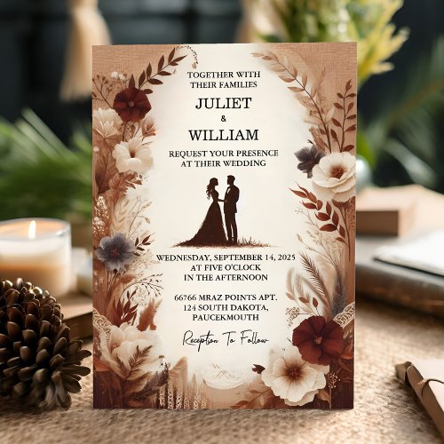 Joy Brown Fall Wood Paperie Recycled Paper Wedding Invitation