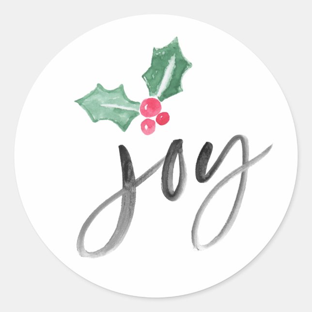 Joy Brush Script Holiday | Christmas Classic Round Sticker (Front)