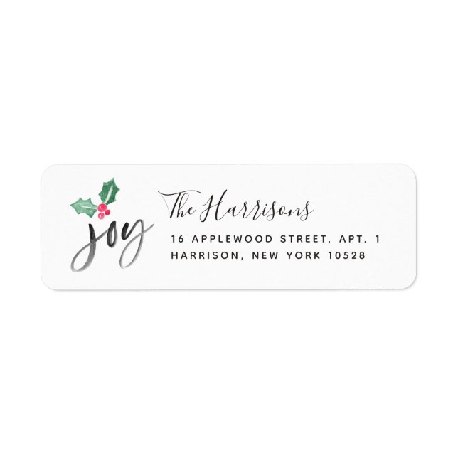 Joy Brush Script Holiday | Christmas Label (Front)