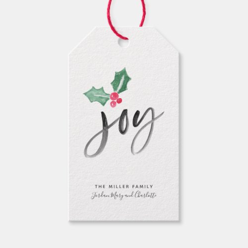 Joy Brush Script Holiday  Christmas to and from Gift Tags
