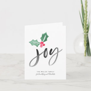 Joy Brush Script Holiday Folded Christmas Card