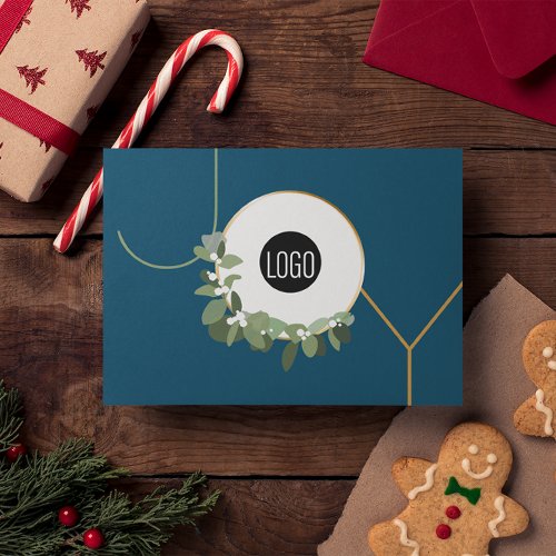 Joy Business Logo Happy Holidays Blue Holiday Card