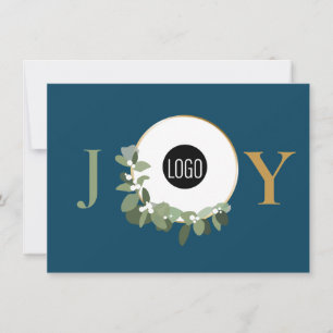 Joy Business Logo Happy Holidays Blue Holiday Card